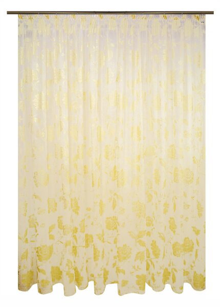 Perdea supershiny paint gold flowers, 430x245 cm