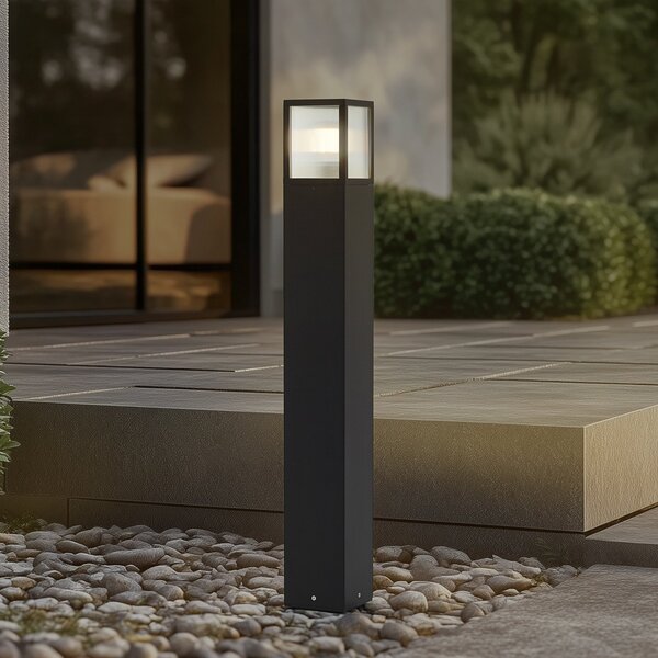 Lucande Bornă luminoasă Klemens, 90 cm, negru, metal, IP54, reglabil, Negru, Aluminiu, Modern
