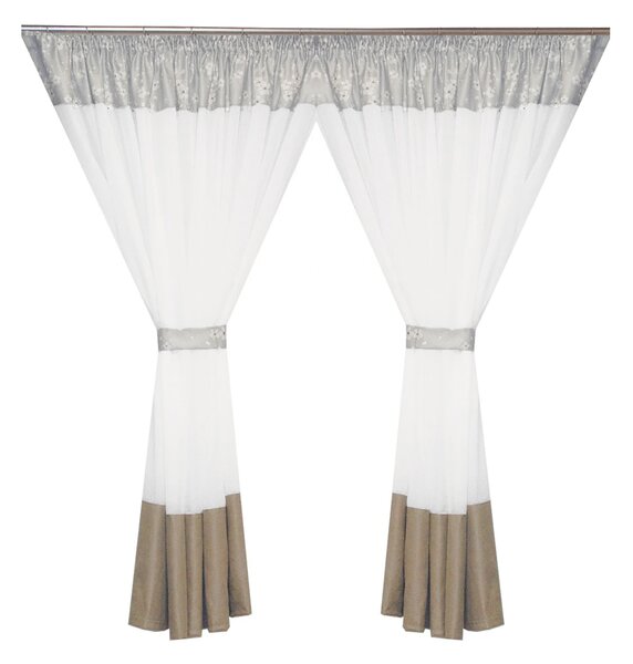 Perdea Velaria alba cu flori, 400x150 cm
