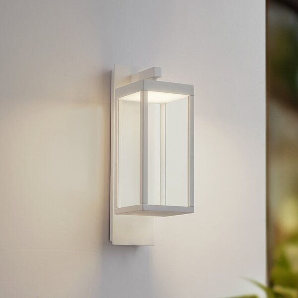 Lucande Lampa de perete pentru exterior cu LED Ferdinand, albă, din metal, 38 cm, Alb, Aluminiu, Modern, Priză de perete sus / jos
