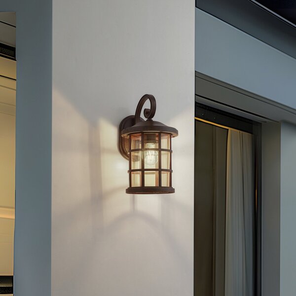 Lindby Lampă de exterior Ankea, rugină/chihlimbar, 37 cm, IP23, E27, reglabil, Maro / Rugină, Plastic, Antichitate, Felinar