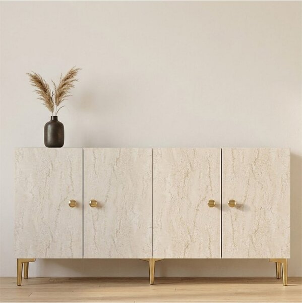 Simple komód, fehér-travertin, 180 cm
