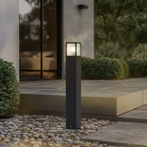 Lucande Bornă luminoasă Klemens, 90 cm, negru, metal, IP54, reglabil, Negru, Aluminiu, Modern