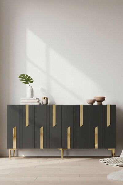 Nota komód, antracit-arany, 150 cm