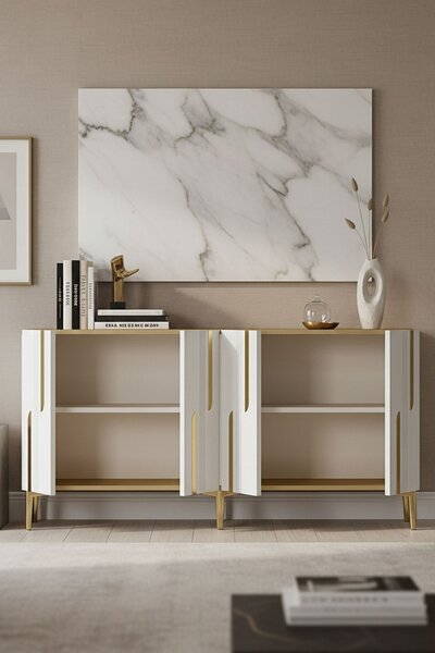 Nota komód, zafír tölgy-fehér, 150 cm – TR555CHM1701