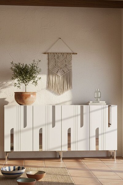 Nota komód, fehér-ezüst, 150 cm