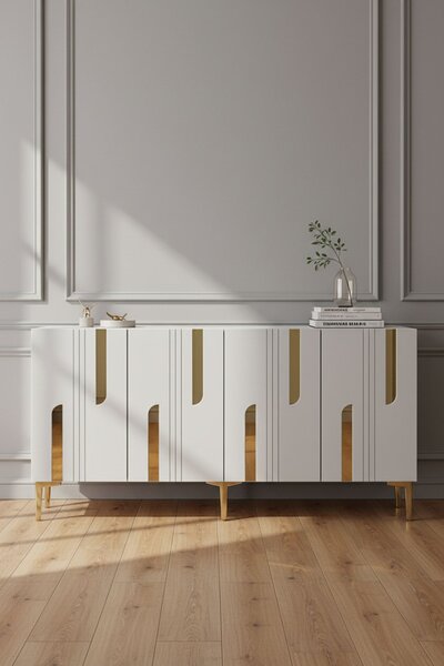Nota komód, fehér-arany, 150 cm