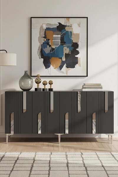 Nota komód, antracit-ezüst, 150 cm