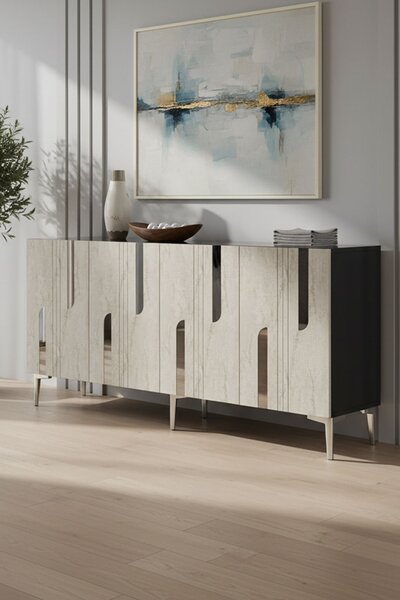 Nota komód, antracit-travertin, 150 cm – TR555CHM1703