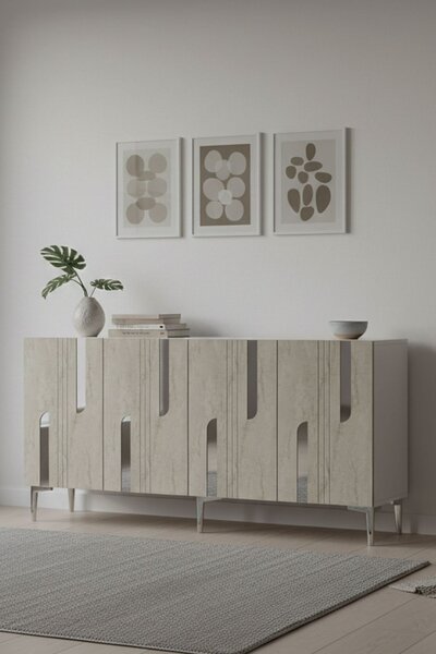 Nota komód, fehér-travertin, 150 cm – TR555CHM1705