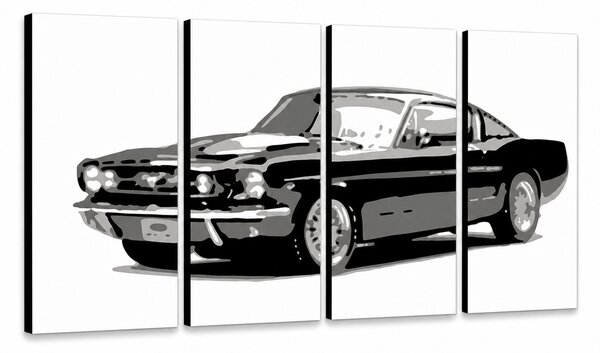 Tablou POP ART pictat manual Ford Mustang 4 piese fm - 120x60 cm