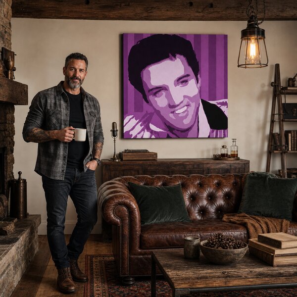 Tablou POP ART pictat manual Elvis Presley 1 bucată el4 - 50x50 cm