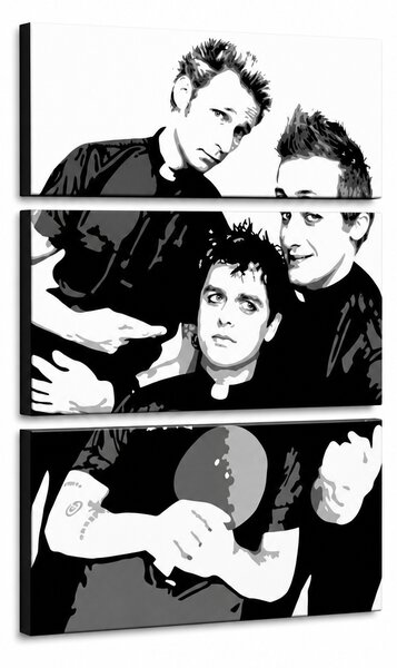 Tablou POP ART pictat manual Green Day 3 buc gd - 40x60 cm