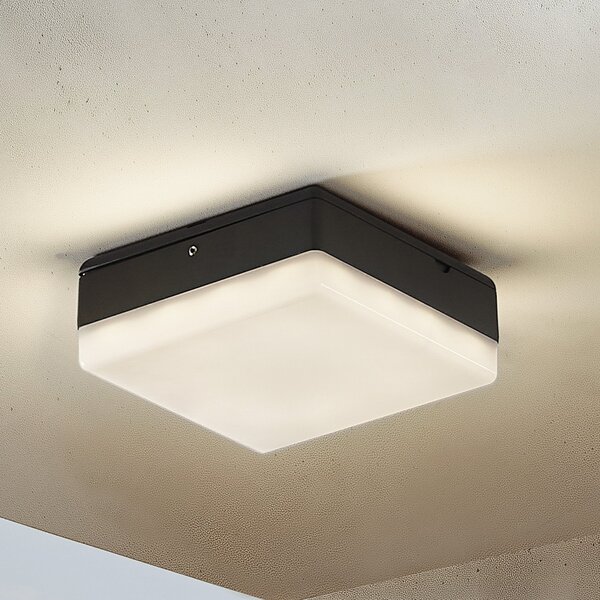 Lucande plafonieră LED Thilo, 16cm, antracit, senzor, IP54, Negru, Plastic, Modern