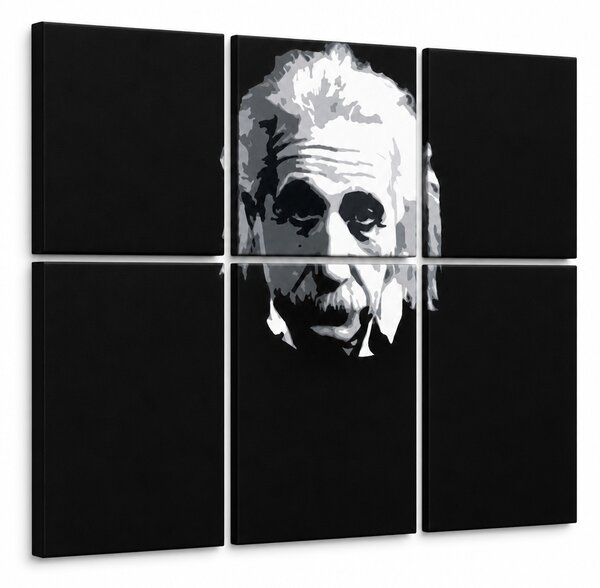 Tablou POP ART pictat manual Einstein 6 părți einstein - 90x60 cm