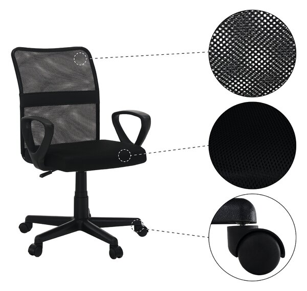 KONDELA Scaun de birou, negru, REMO 3 NEW