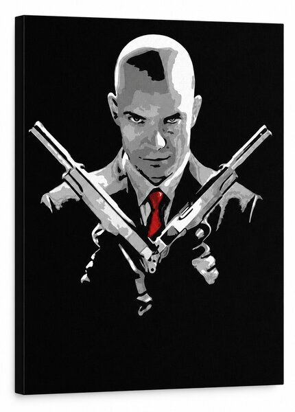 Tablou POP ART pictat manual HITMAN hit - 60x80 cm