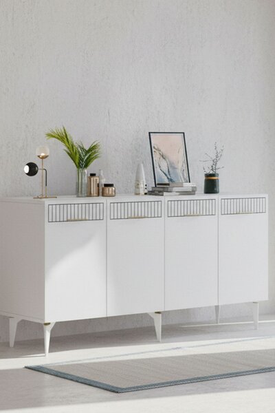 Batum komód, fehér-arany, 150 cm
