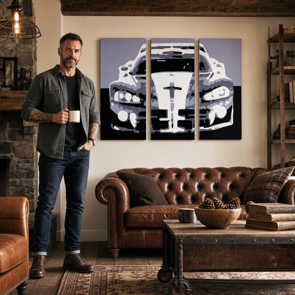 Tablou POP ART pictat manual Dodge Viper GTS 3 piese vip - 60x40 cm