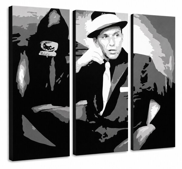Tablou POP ART pictat manual Frank Sinatra 3 bucăți sin - 60x40 cm