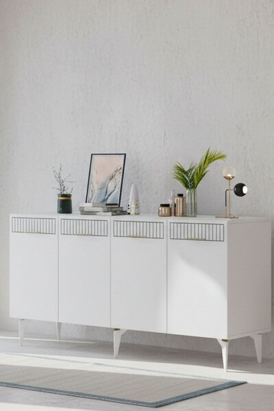 Batum komód, fehér-arany, 150 cm