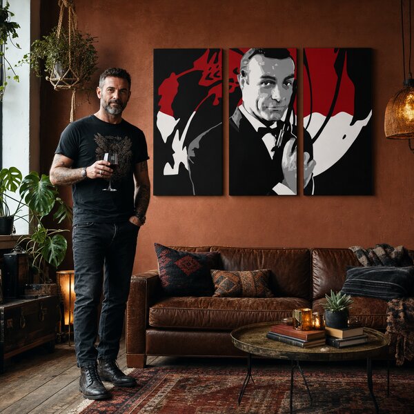 Tablou POP ART pictat manual James Bond 3 părți bond2 - 60x40 cm