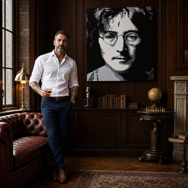Tablou POP ART pictat manual John Lennon 1 bucată jl - 50x50 cm