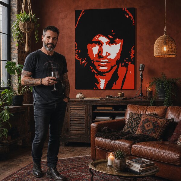 Tablou POP ART pictat manual Jim Morrison 1 bucată jm2 - 50x50 cm