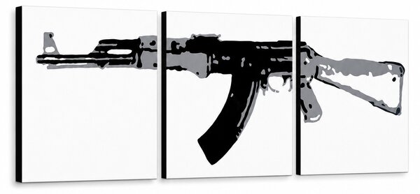 Tablou POP ART pictat manual Kalashnikov 3 părți ka - 120x40 cm