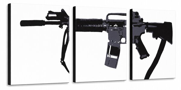 Tablou POP ART pictat manual M-16 3 părți m16a4 - 120x40 cm