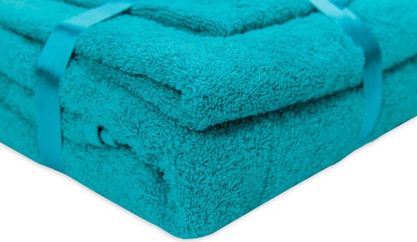 Set Prosoape Bumbac 600 Gsm De Fata 50x90 Cm + De Corp 70x140 + De Maini 30x50 cm, Turcoaz