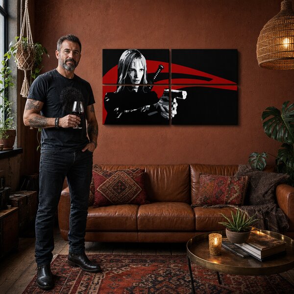 Tablou POP ART pictat manual Kill Bill 4 bucăți kb - 120x60 cm