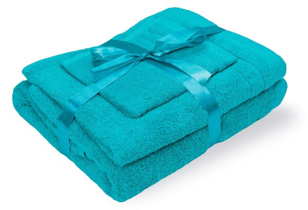 Set Prosoape Bumbac 600 Gsm De Fata 50x90 Cm + De Corp 70x140 + De Maini 30x50 cm, Turcoaz