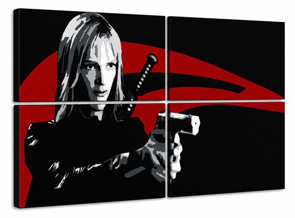 Tablou POP ART pictat manual Kill Bill 4 bucăți kb - 120x60 cm