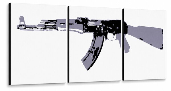 Tablou POP ART pictat manual Kalashnikov 3 părți ka1 - 120x40 cm