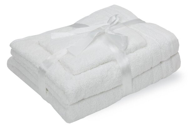 Set Prosoape Bumbac , 600 gsm, De Fata 50x90 Cm + De Corp 70x140 Cm + De Maini 30x50 Cm, Alb Optic