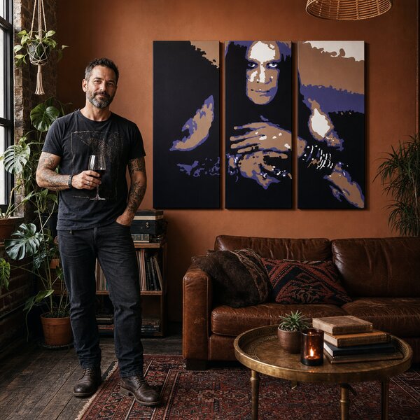 Tablou POP ART pictat manual Ozzy Osbourne 3 bucăți Ozz - 60x40 cm