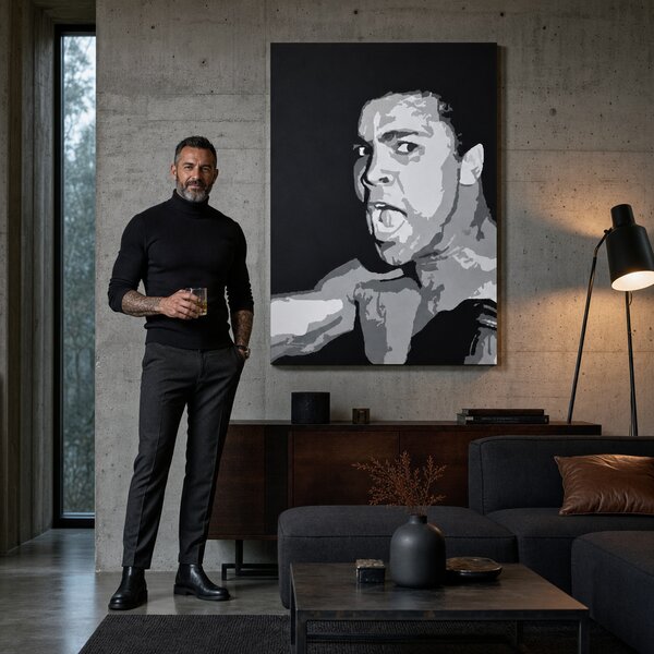 Tablou POP ART pictat manual Muhamad Ali 1 bucată ali - 30x40 cm