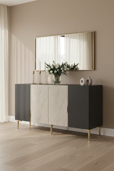 Poli komód, antracit-travertin, 150 cm – TR555CHM1744