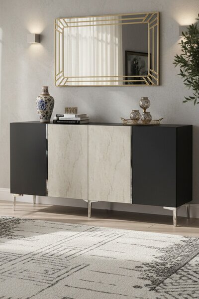 Poli komód, antracit-travertin, 150 cm – TR555CHM1745