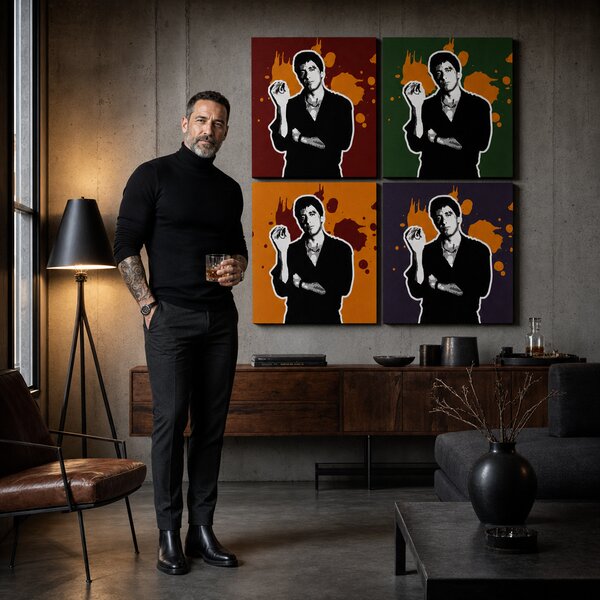 Tablou POP ART pictat manual Scarface - AL PACINO 4 piese al36 - 60x60 cm