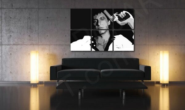 Tablou POP ART pictat manual Scarface - AL PACINO 6 bucăți al38 - 90x60 cm