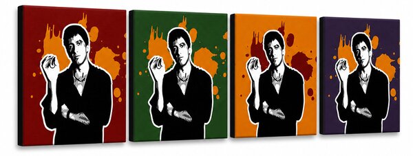 Tablou POP ART pictat manual Scarface - AL PACINO 4 bucăți 200x50cm al37 - 160x40 cm