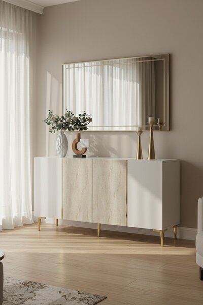Poli komód, fehér-travertin, 150 cm – TR555CHM1748