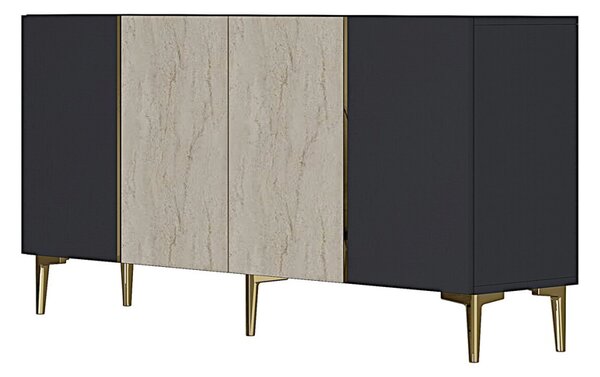Poli komód, antracit-travertin, 150 cm – TR555CHM1744