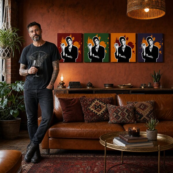 Tablou POP ART pictat manual Scarface - AL PACINO 4 bucăți 200x50cm al37 - 160x40 cm