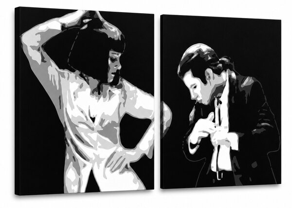 Tablou POP ART pictat manual Pulp Fiction 2 bucăți pulp3 - 80x40 cm