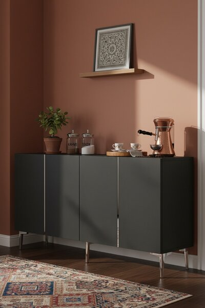 Poli komód, antracit-ezüst, 150 cm