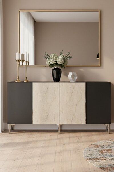 Poli komód, antracit-travertin, 150 cm – TR555CHM1745
