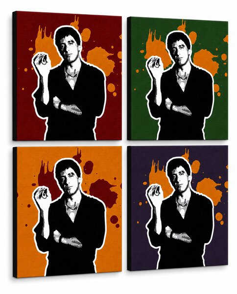 Tablou POP ART pictat manual Scarface - AL PACINO 4 piese al36 - 60x60 cm